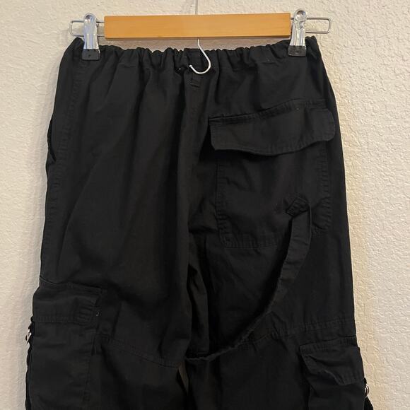 Angel Kiss Womens Y2K Wide Leg Cargo Pants S Goth Punk Grunge Black Pockets - Picture 7 of 14